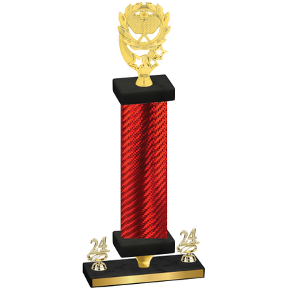 Premium Single Red Carbon Fiber Year Pickleball Trophy