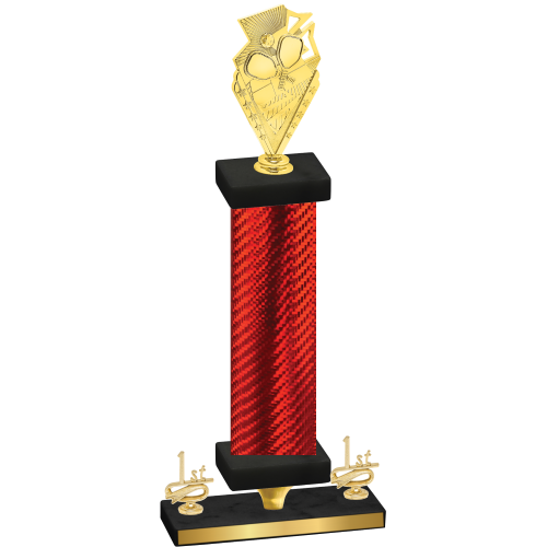 Premium Single Red Carbon Fiber First Place Pickleball Trophy