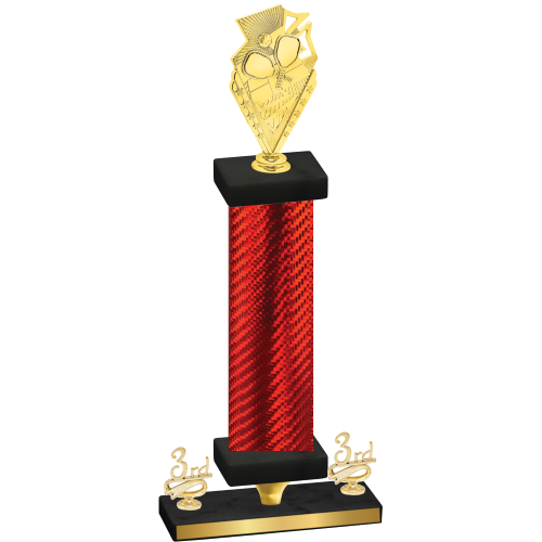 Premium Single Red Carbon Fiber Third Place Pickleball Trophy