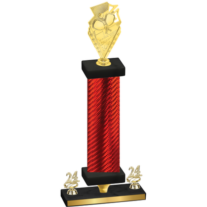 Premium Single Red Carbon Fiber Year Pickleball Trophy