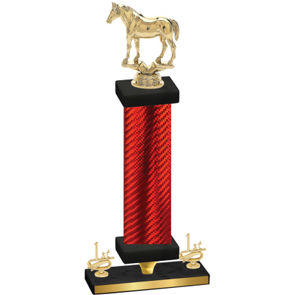 Premium Single Red Carbon Fiber First Place Horses Trophy