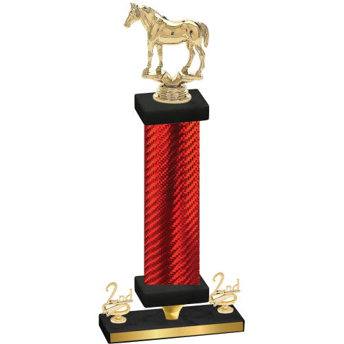 Premium Single Red Carbon Fiber Second Place Horses Trophy