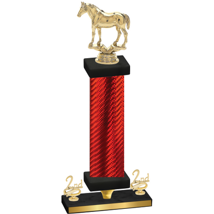 Premium Single Red Carbon Fiber Second Place Horses Trophy