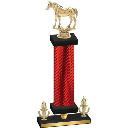 Premium Single Red Carbon Fiber Victory Horses Trophy