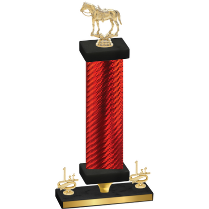 Premium Single Red Carbon Fiber First Place Horses Trophy