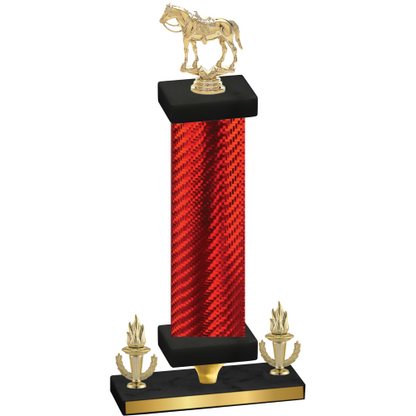 Premium Single Red Carbon Fiber Victory Horses Trophy