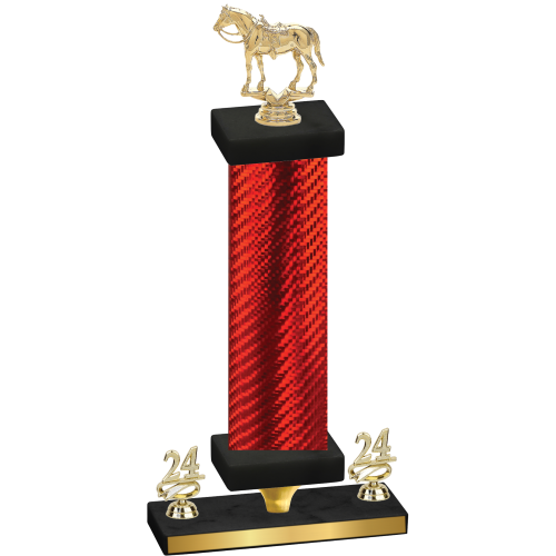 Premium Single Red Carbon Fiber Year Horses Trophy