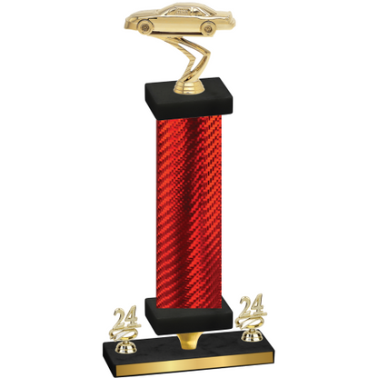 Premium Single Red Carbon Fiber Year Cars Trophy