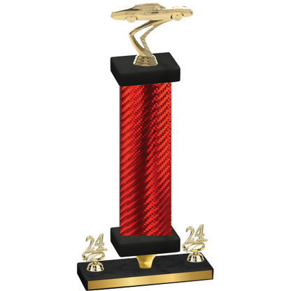 Premium Single Red Carbon Fiber Year Cars Trophy