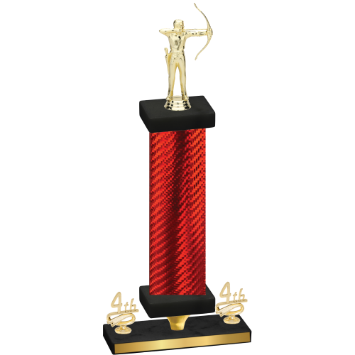 Premium Single Red Carbon Fiber Fourth Place Archery Trophy