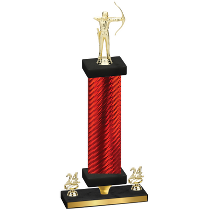 Premium Single Red Carbon Fiber Year Archery Trophy