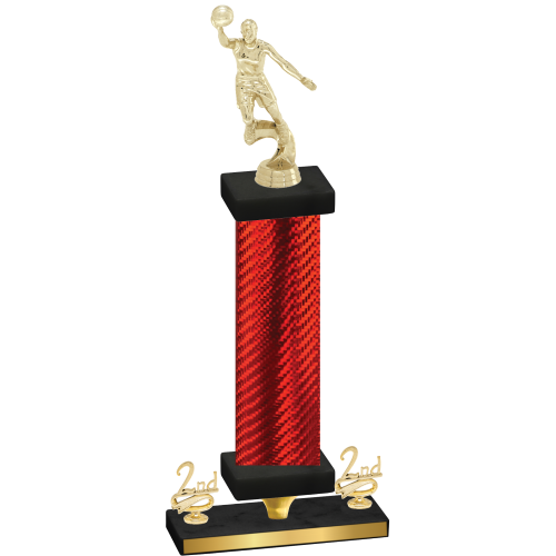 Premium Single Red Carbon Fiber Second Place Basketball Trophy