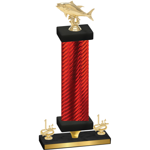 Premium Single Red Carbon Fiber First Place Fishing Trophy