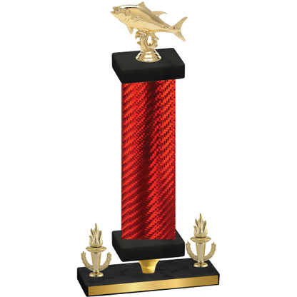 Premium Single Red Carbon Fiber Victory Fishing Trophy