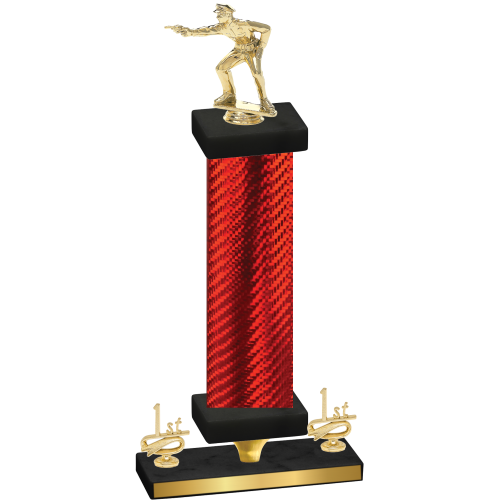 Premium Single Red Carbon Fiber First Place Shooter Trophy