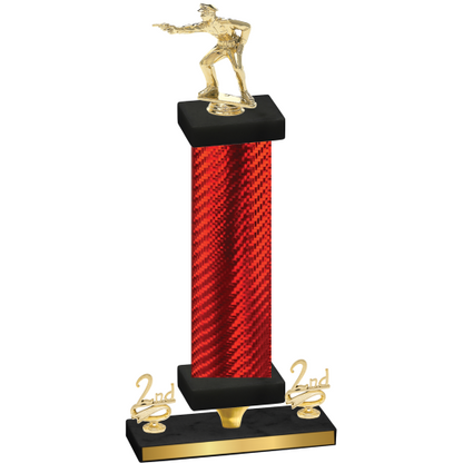 Premium Single Red Carbon Fiber Second Place Shooter Trophy