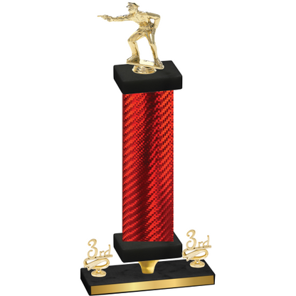 Premium Single Red Carbon Fiber Third Place Shooter Trophy