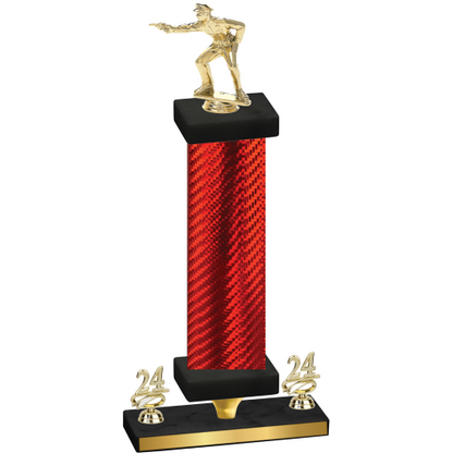 Premium Single Red Carbon Fiber Year Shooter Trophy