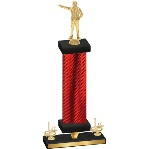 Premium Single Red Carbon Fiber First Place Shooter Trophy