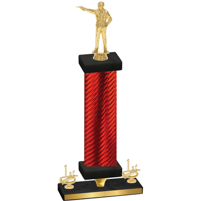 Premium Single Red Carbon Fiber First Place Shooter Trophy