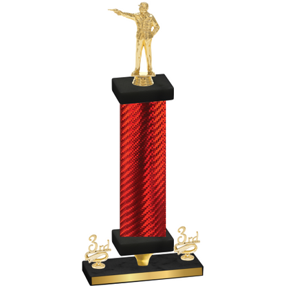 Premium Single Red Carbon Fiber Third Place Shooter Trophy