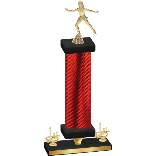 Premium Single Red Carbon Fiber First Place Skater Trophy