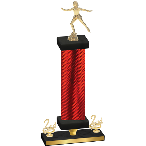 Premium Single Red Carbon Fiber Second Place Skater Trophy