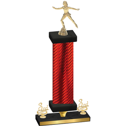 Premium Single Red Carbon Fiber Third Place Skater Trophy