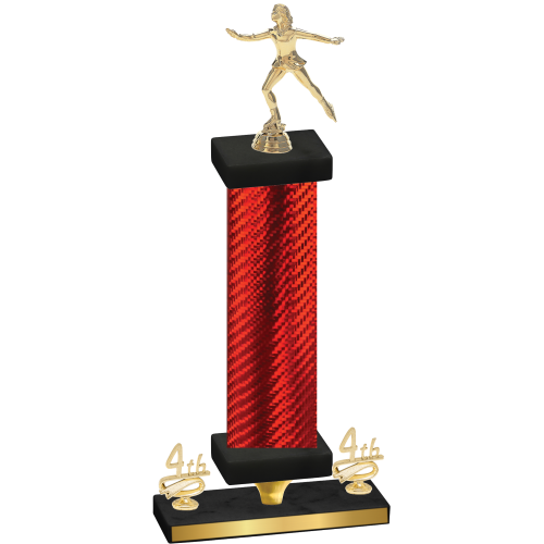 Premium Single Red Carbon Fiber Fourth Place Skater Trophy