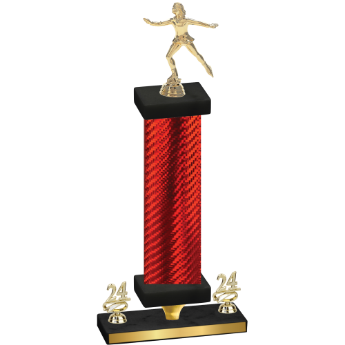 Premium Single Red Carbon Fiber Year Skater Trophy