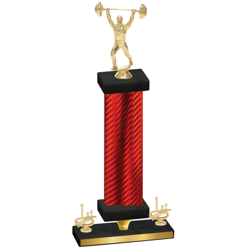 Premium Single Red Carbon Fiber First Place Weights Trophy