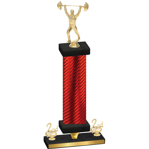 Premium Single Red Carbon Fiber Second Place Weights Trophy