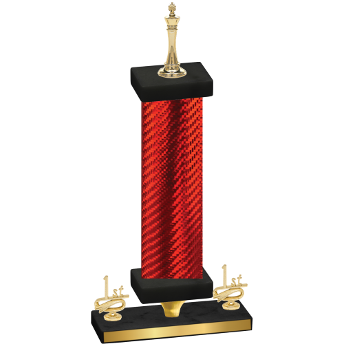 Premium Single Red Carbon Fiber First Place Chess Trophy