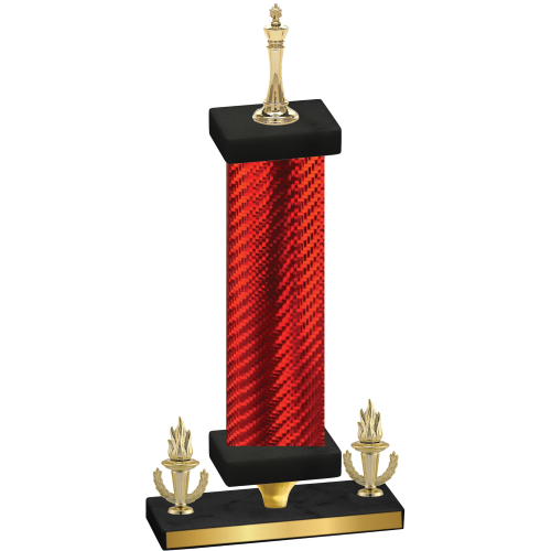 Premium Single Red Carbon Fiber Victory Chess Trophy