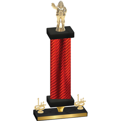 Premium Single Red Carbon Fiber First Place Holiday Trophy