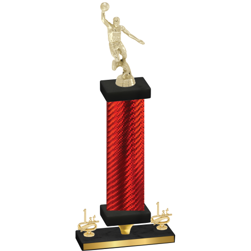 Premium Single Red Carbon Fiber First Place Basketball Trophy