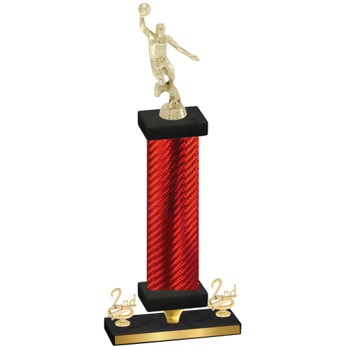 Premium Single Red Carbon Fiber Second Place Basketball Trophy