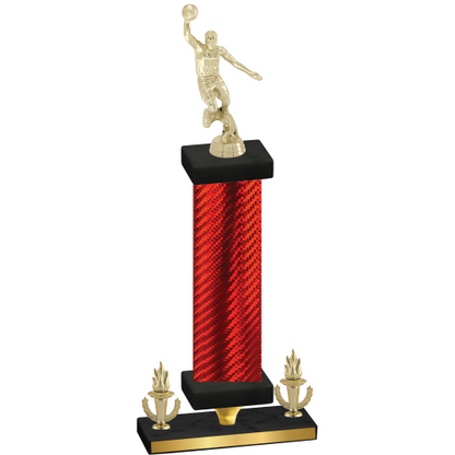 Premium Single Red Carbon Fiber Victory Basketball Trophy