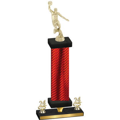 Premium Single Red Carbon Fiber Year Basketball Trophy