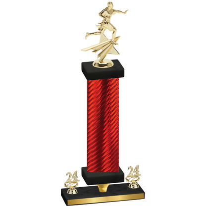 Premium Single Red Carbon Fiber Year Flag Football Trophy