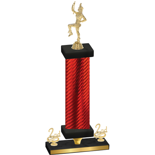 Premium Single Red Carbon Fiber Second Place Majorette Trophy