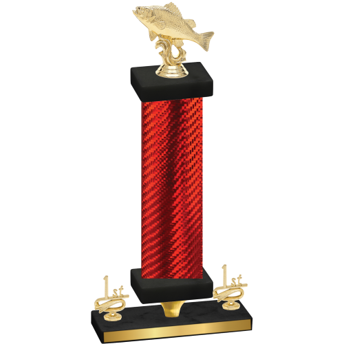 Premium Single Red Carbon Fiber First Place Fishing Trophy