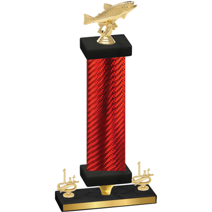 Premium Single Red Carbon Fiber First Place Fishing Trophy