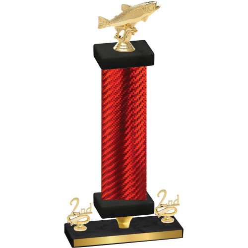 Premium Single Red Carbon Fiber Second Place Fishing Trophy