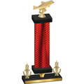 Premium Single Red Carbon Fiber Victory Fishing Trophy