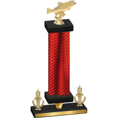 Premium Single Red Carbon Fiber Victory Fishing Trophy