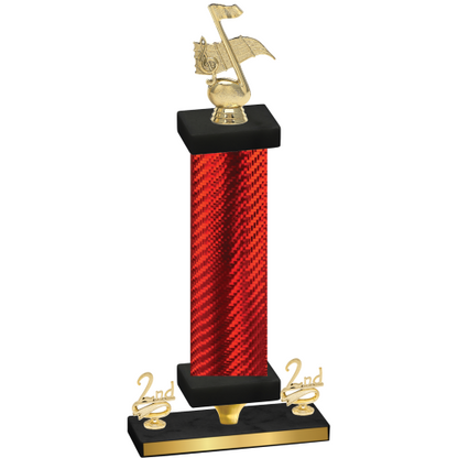 Premium Single Red Carbon Fiber Second Place Music Trophy