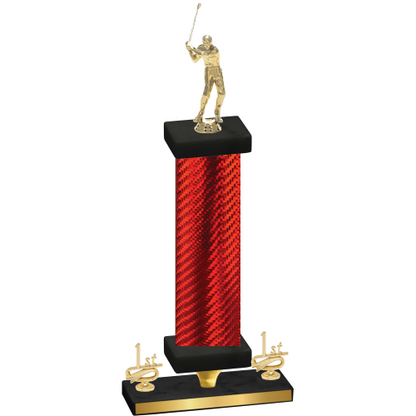 Premium Single Red Carbon Fiber First Place Golf Trophy