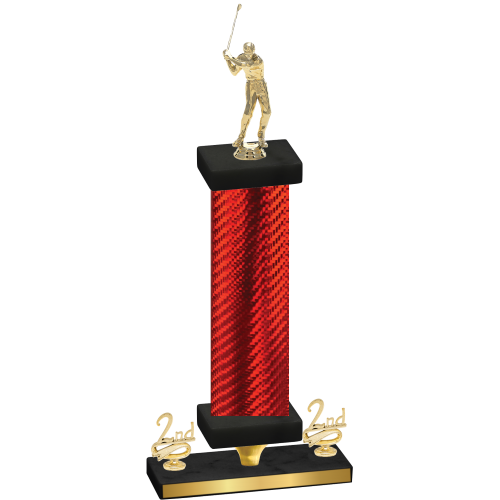 Premium Single Red Carbon Fiber Second Place Golf Trophy