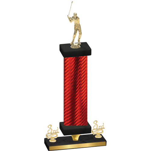 Premium Single Red Carbon Fiber Third Place Golf Trophy